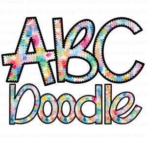 Colorful Floral Doodle letters, Hand Drawn Doodle Alpha Bundle Patterned Numbers & Alphabet Doodle Set Sublimation Font PNG Letters