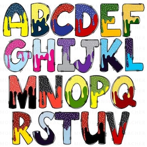 Sprinkle Drip Letters, Bright Doodle Alphabet, PNG Bundle, Doodle Sublimation, Alpha Designs, PNG Clipart, Hand Drawn, Doodles, PNG Letters