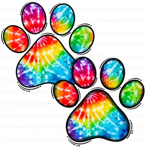 Tie Dye Paw Print PNG Clipart: Doodle Alpha Pack (digital Download) - Etsy