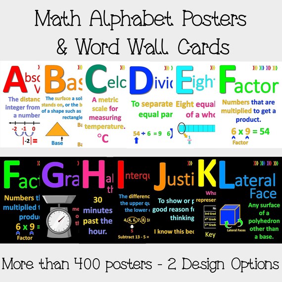 Editable Math Vocabulary Alphabet Posters Etsy