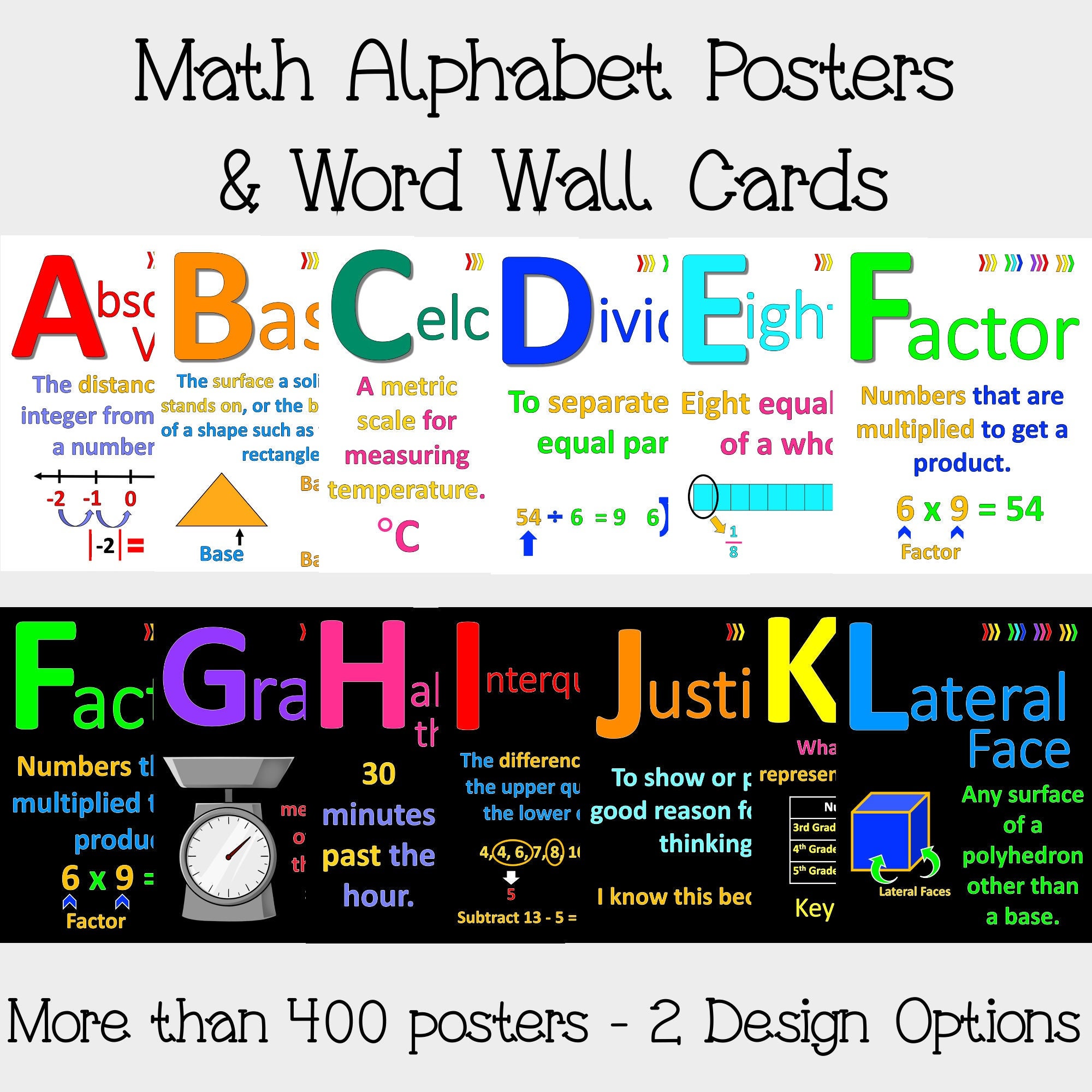 Editable Math Vocabulary Alphabet Posters Etsy