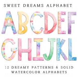Letras coloridas de aquarela Doodle, Doodle desenhado à mão Alpha Bundle Números padronizados e conjunto de alfabeto Doodle Sublimação Fonte Estrela Letras PNG