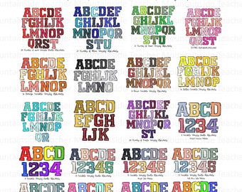 Varsity Scribble Bundle, Doodle Bundle, Varsity Letters, PNG Bundle, Sublimation, Alpha Set Designs, PNG Clipart, Hand Drawn Alpha pack