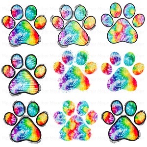 Tie Dye Paw Print PNG Clipart: Doodle Alpha Pack (digital Download) - Etsy