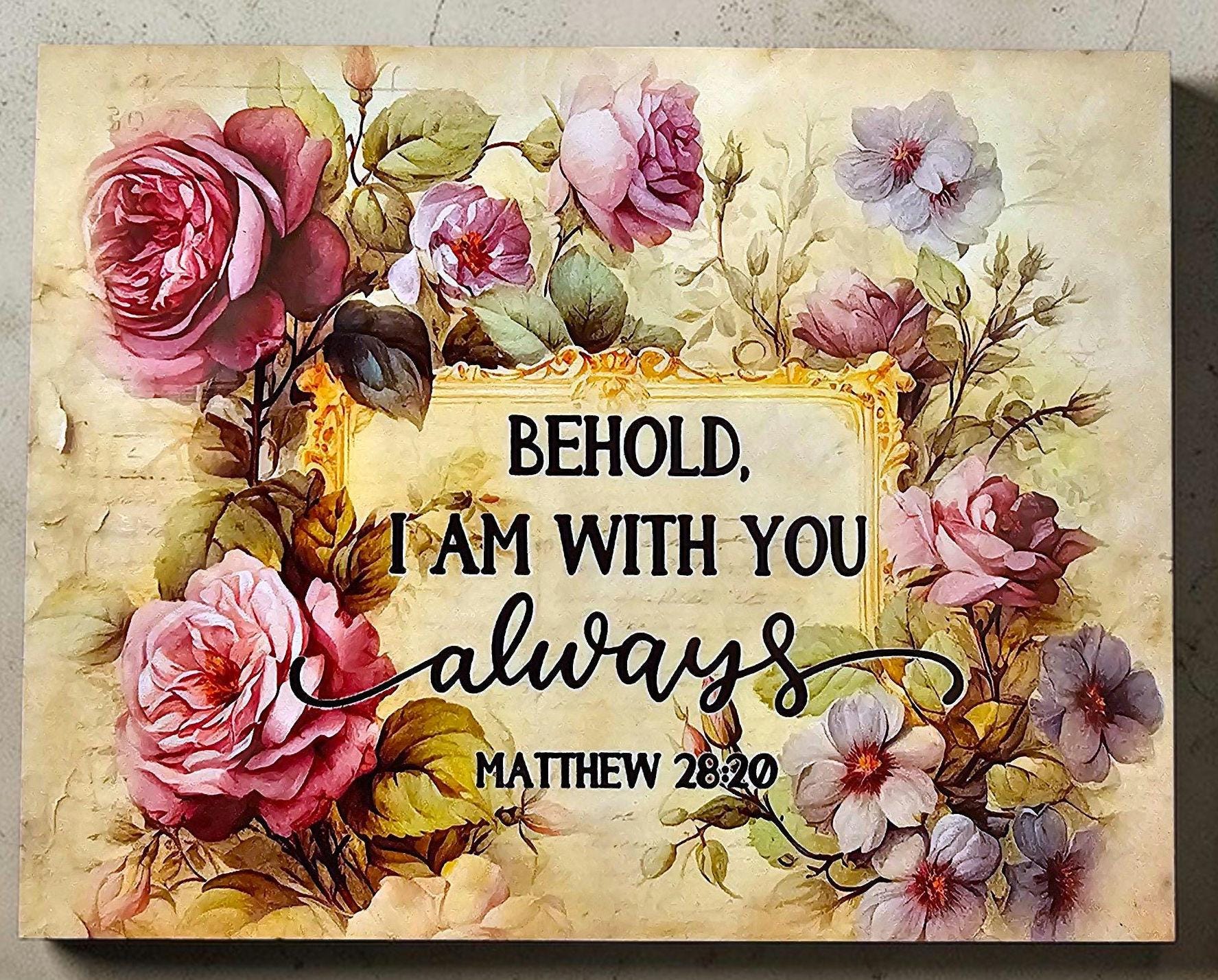 Behold I Am Always With You Wreath Sign, Floral Christian Home Decor - Etsy