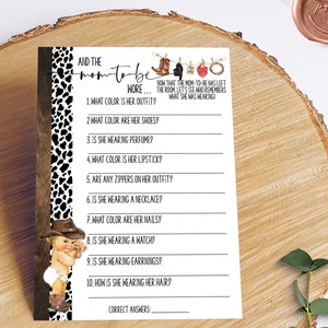 Western Cowboy Baby Shower Game: And Mom Wore (Printable Instant Download) 37BG-502