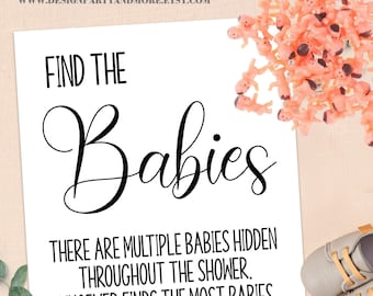 Minimalist Find the Babies Baby Shower Game (Printable Digital Download) 56BG-1200