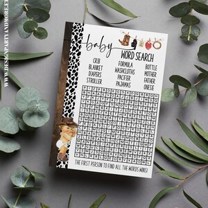 Country Western Cowboy Baby Shower Word Search Game (Printable Instant Download) 33BG-502