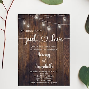 Nothing Fancy Just Love Western Elopement Invitation Editable Digital Invite (Edit with Corjl) W05-301