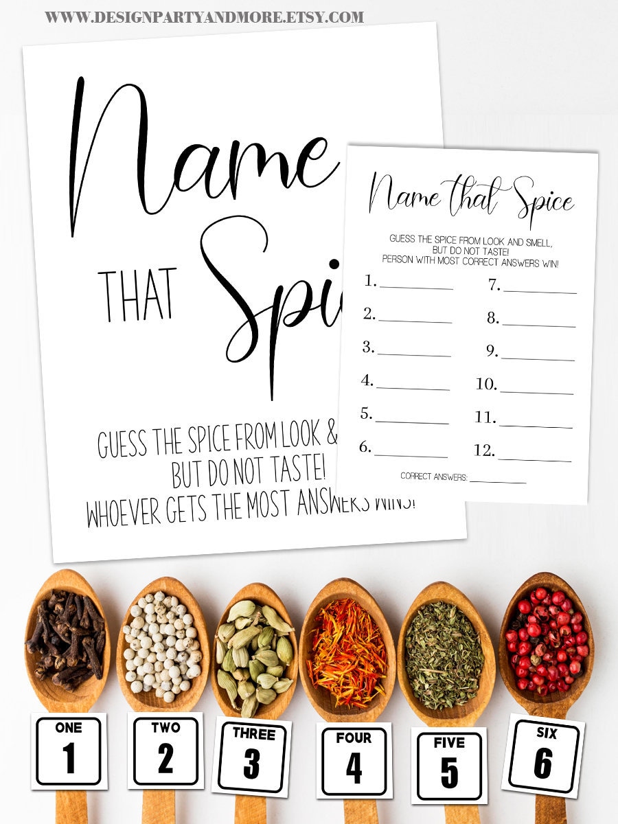 Name That Spice Minimalist Bridal Shower Game Simple Wedding - Etsy