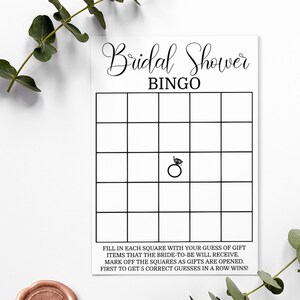 Juego de bingo minimalista para despedida de soltera, juego de adivinar el regalo, despedida de soltera sencilla, plantilla de juego no editable lista para imprimir 01WG-200