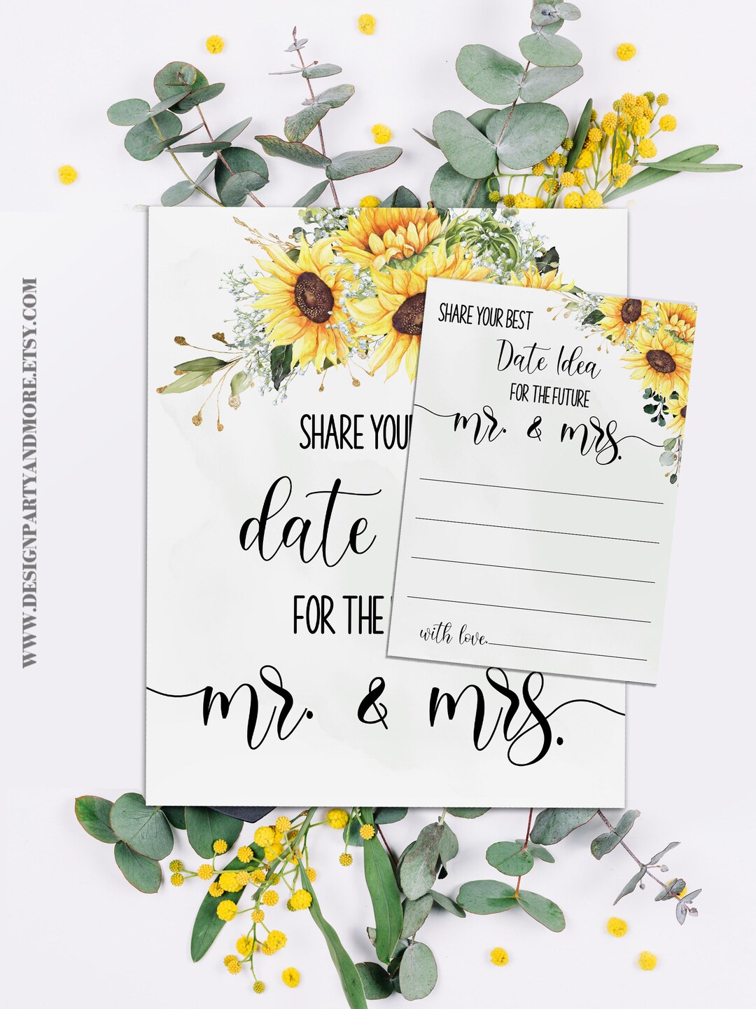Date Jar Bridal Shower Game, Share a Date Idea, Sunflowers Greenery ...