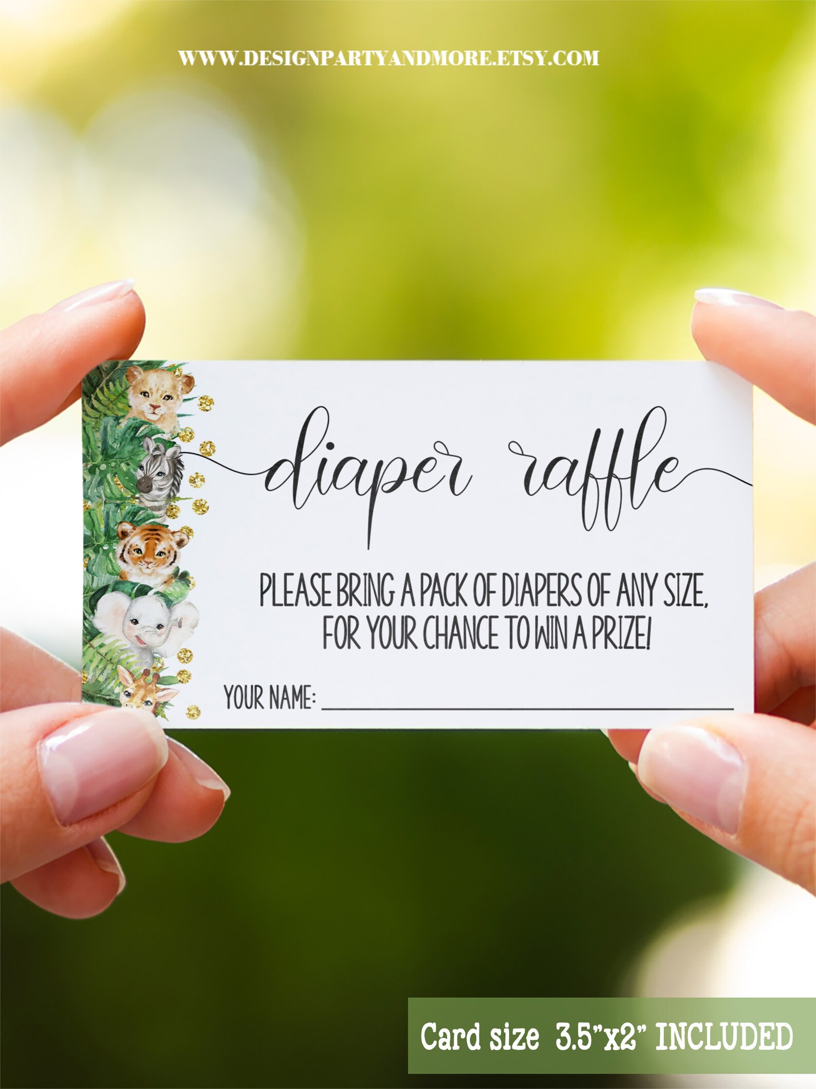 Safari Diaper Raffle Ticket & Sign Game, Bring Diapers for Prize Wild ...