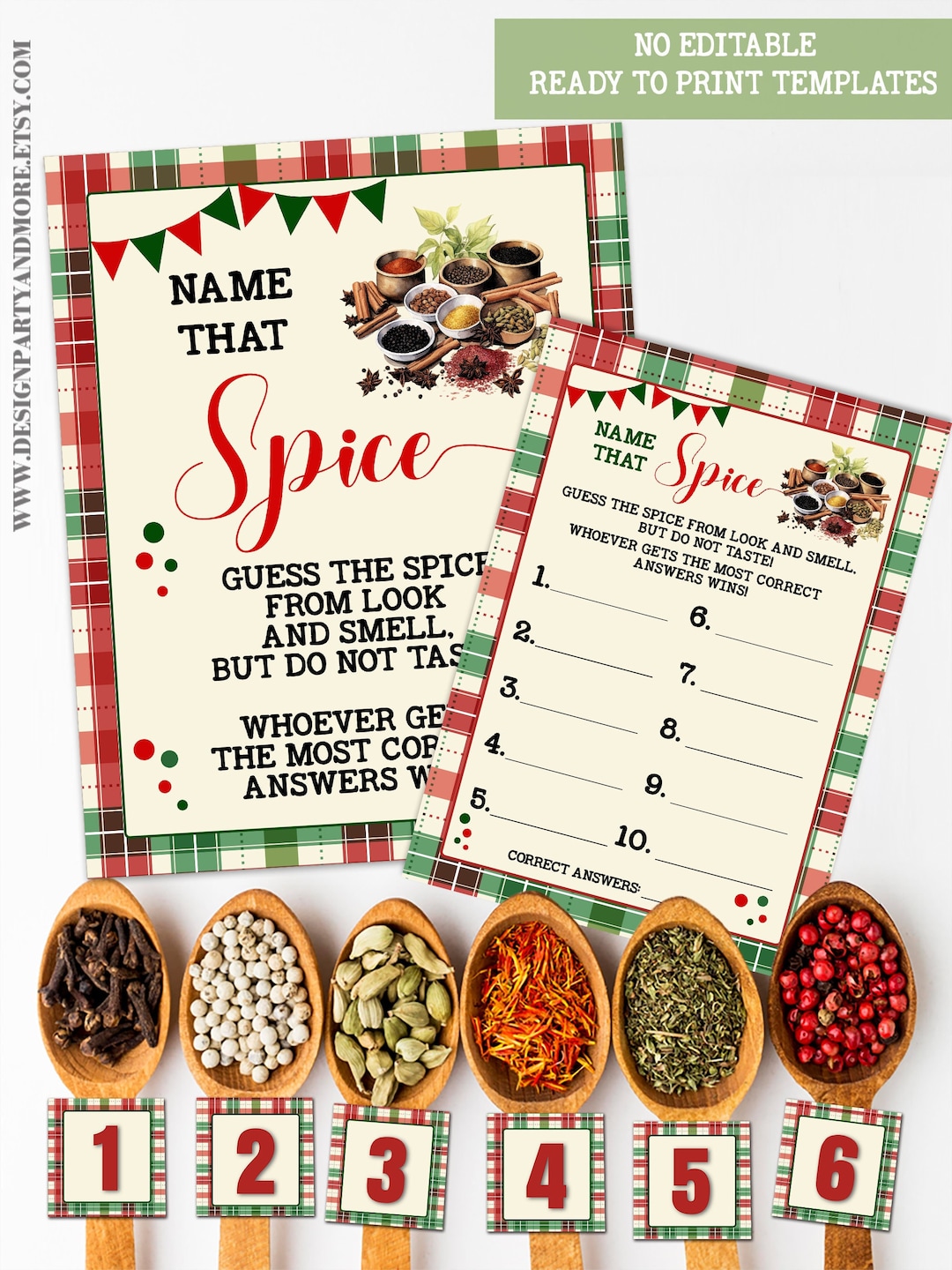 Christmas Name That Spice Game Guess the Spice Game Vintage Etsy