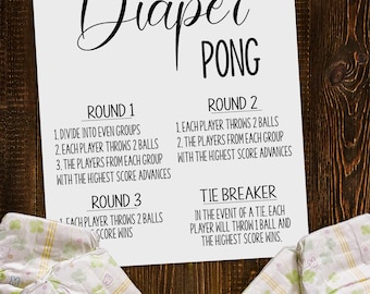 Minimalist Diaper Pong Baby Shower Game (Printable Digital Download) 61BG-1200