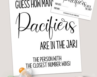 Minimalist Guess How Many Pacifiers Baby Shower Game (Ready to Print)  65BG-1200