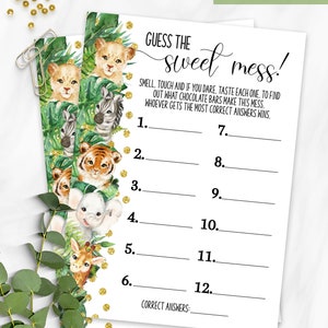 Safari Guess the Sweet Mess Game, Sweet Mess Baby Shower Game, Wild One ...