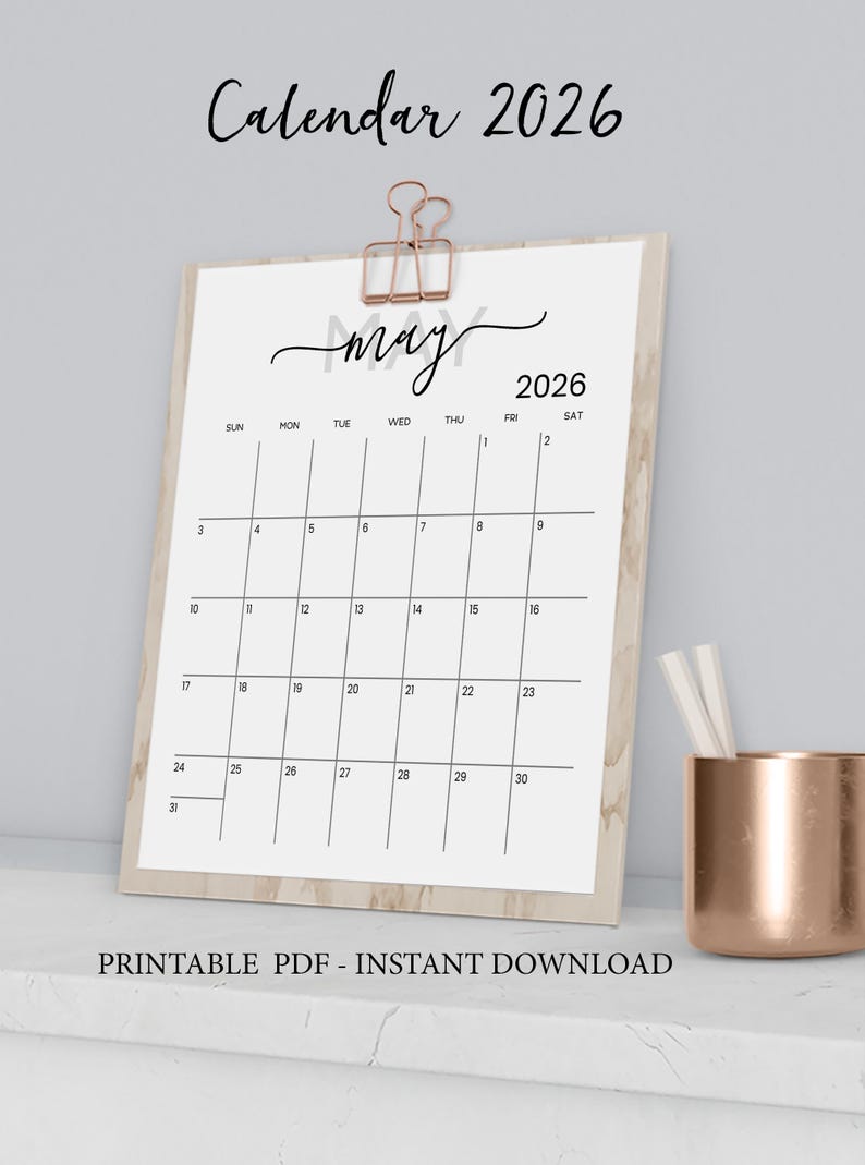 Minimalist 2026 Calendar Portrait Letter &amp; A4, Monthly Pages and Year ...