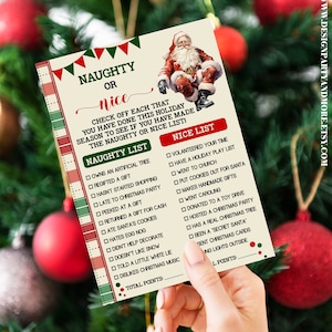 Weihnachten Frech oder Nettes Spiel, Vintage Santa Weihnachtsfamilienspiel, Weihnachtsbüroparty Bereit zum Drucken Kein bearbeitbares Spiel MPG-703-11