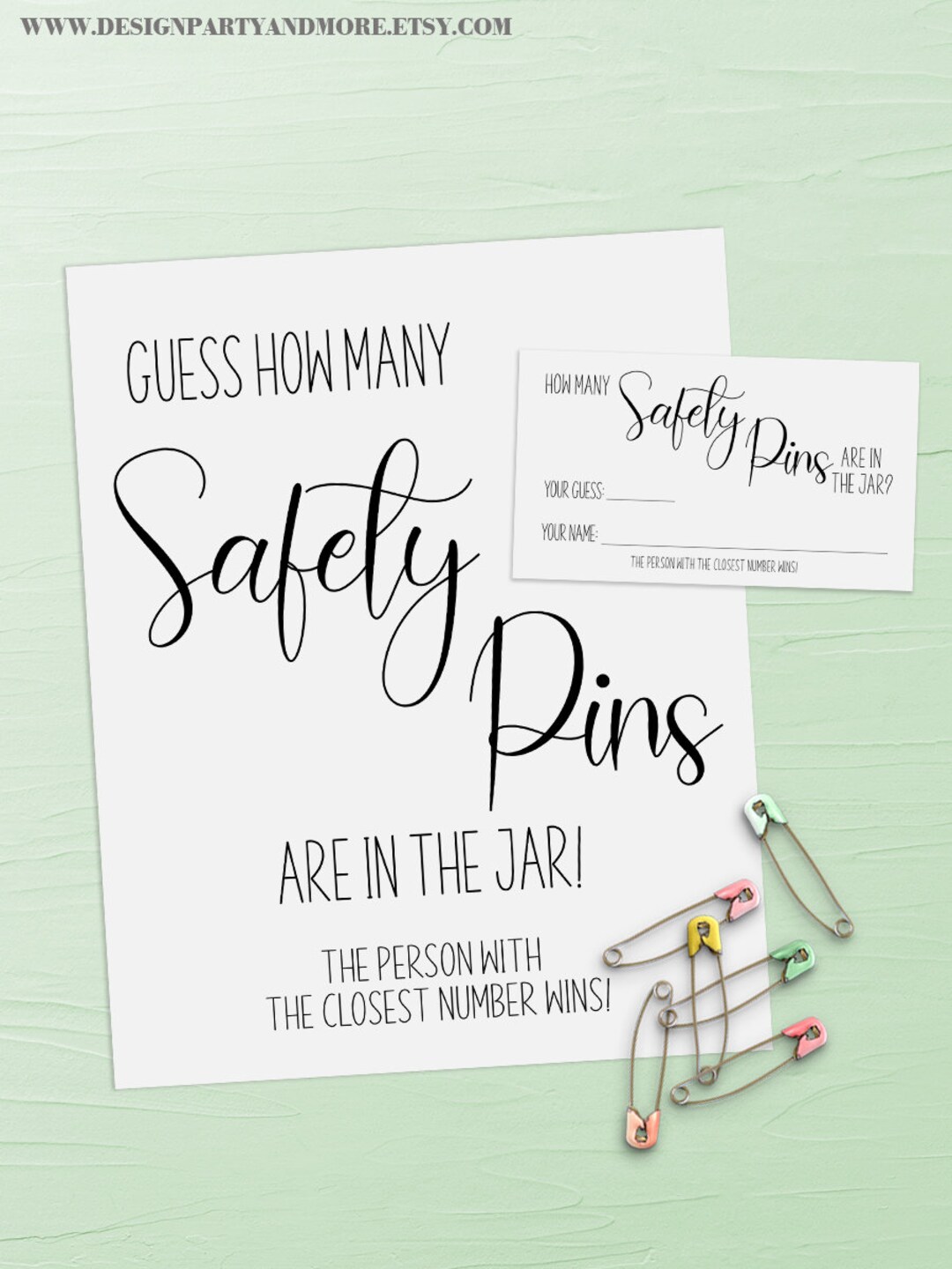 Guess How Many Safety Pins Game Editable Baby Shower Game Etsy