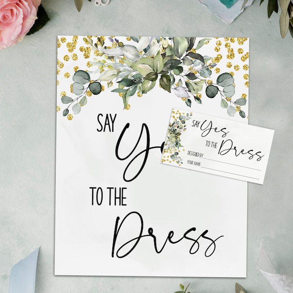 Say Yes to the Best Dress Bridal Shower Game Greenery Gold Eucalyptus Rustic Country Wedding Shower Ready to Print No Editable Game 64WG-213