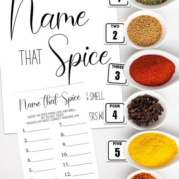 Name that Spice Minimalist Bridal Shower Game, Simple Elegant Wedding Shower Game, Ready to Print No Editable Game Template 20WG-200