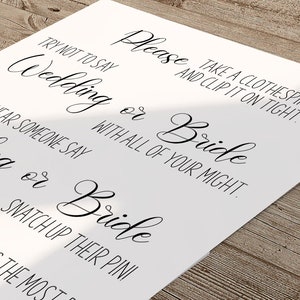 Clothespin Don't Say Bride Game, Minimalist Bridal Shower, Simple ...