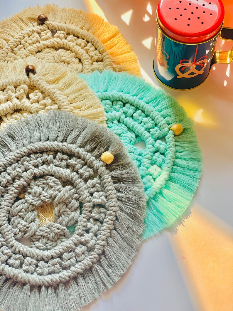 Makramee Untersetzer für Boho Home Decor Satz von 4 Etsy