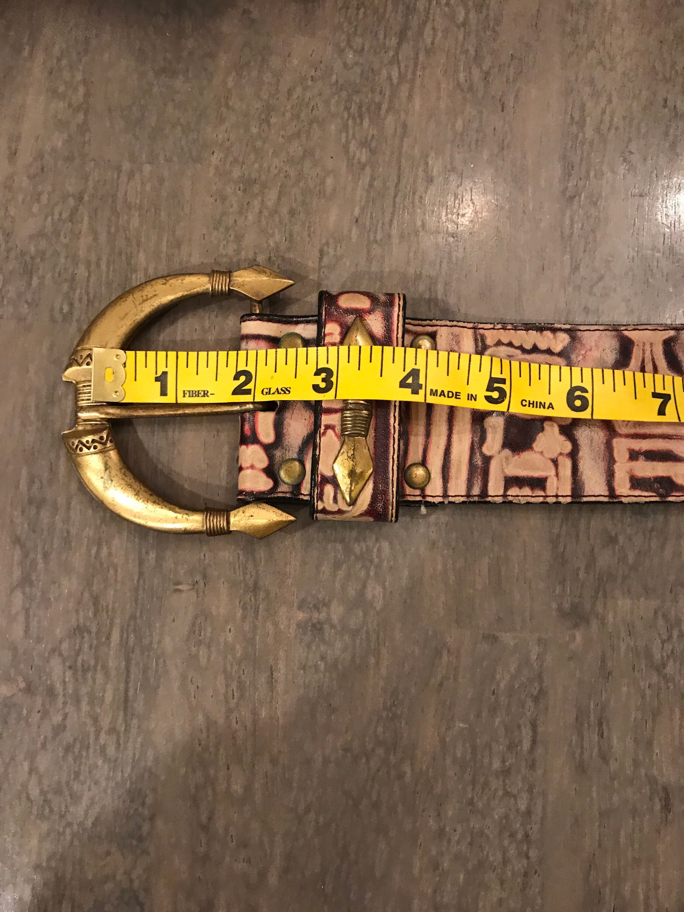 Vintage Billy Belts California Egyptian Hieroglyphics Wide Leather Belt … Leather Belt, Hieroglyphs colors main image 4