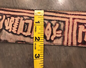 Vintage Wide Egyptian Hieroglyphic Brass and Leather “billy  display picture 1