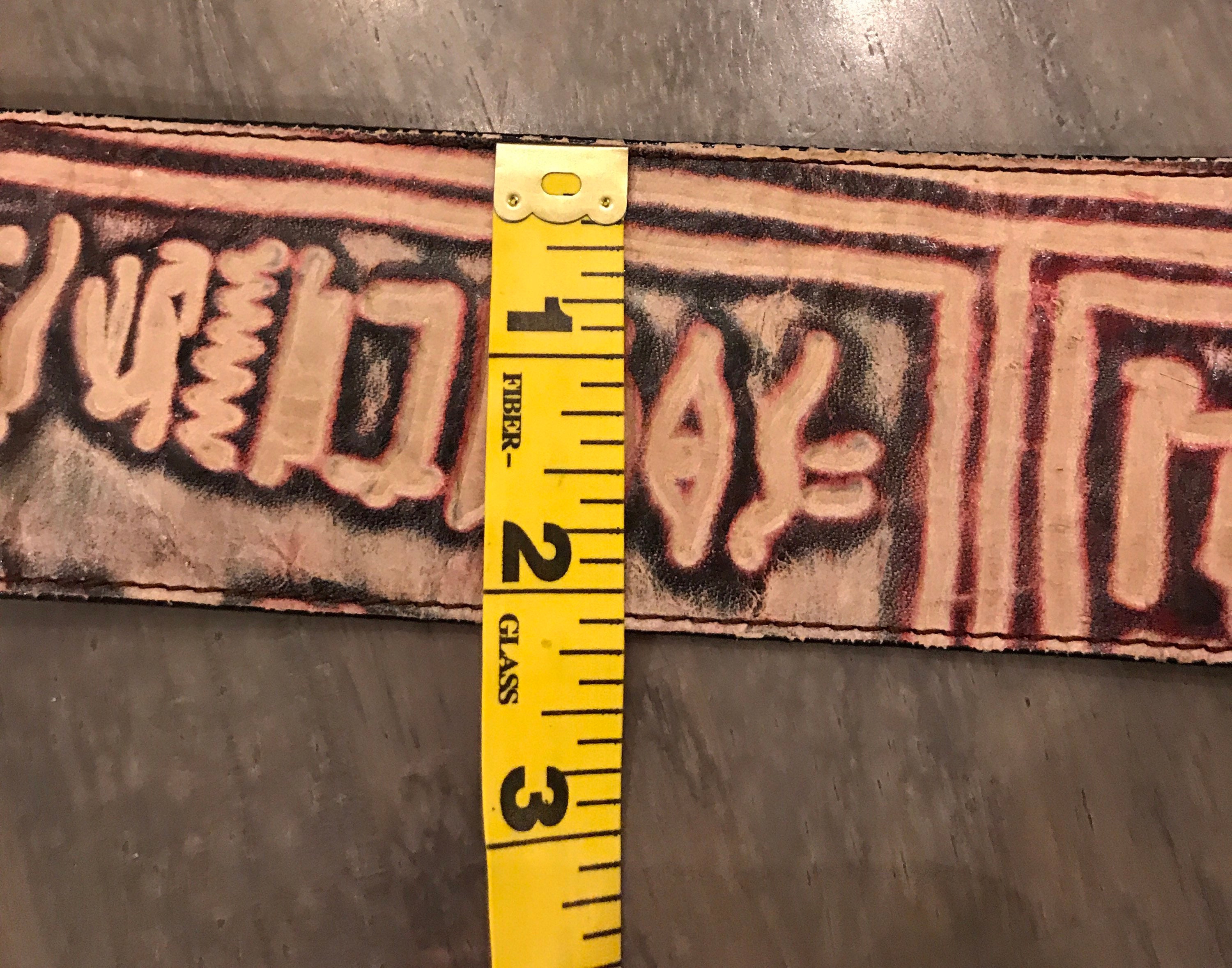 Vintage Billy Belts California Egyptian Hieroglyphics Wide Leather Belt … Leather Belt, Hieroglyphs colors main image 3