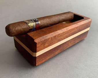 Striped Wooden Cigar Ashtray | Handmade Cigar Holder | Smoking Accessories | Groomsmen Gift, Bachelor Gift, Father's Day Gift, Cigar Gift