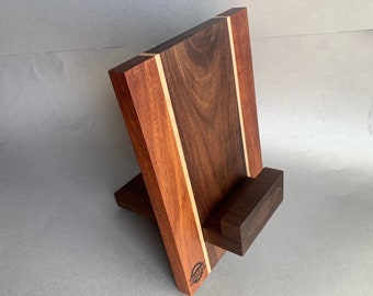 Wooden Cookbook Holder | Handmade Adjustable Tablet Stand | Wood Cook Book, Recipe, iPad, Tablet Stand | Handcrafted Hardwood Cookbook Stand