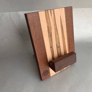Striped Wooden Cookbook Holder | Handmade Adjustable Tablet Stand | Wood Cook Book, Recipe, iPad, Tablet Stand | Handcrafted Cookbook Stand