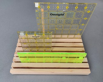Rotary Cutting Quilting Ruler Holder | Wooden Quilt Ruler Rack | Handcrafted Maple Sewing Template Organizer | Handmade Quilting Tools