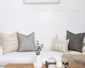 Four Pillow Set, Neutral Floral and Stripe Sofa Shams, SOFT SURROUND