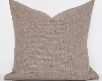 Textured Taupe Linen Pillow Cover, Earthy Accent Sham, USA Handmade