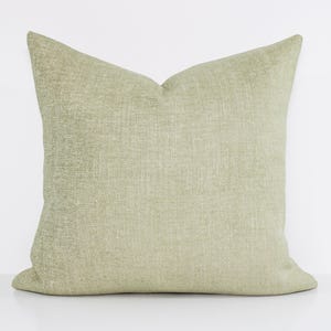 Sage Green Pillow Cover, Textured Solid Cushion Case, Organic Modern Accent Sham, Linen Cotton Throw Pillow, LINEN IN MOSS