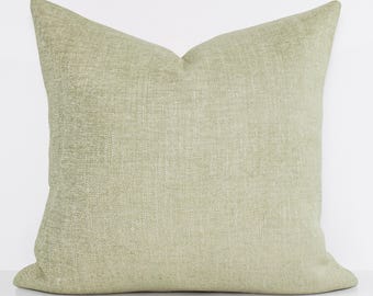 Sage Green Linen Cotton Pillow Cover, Textured Cushion Case