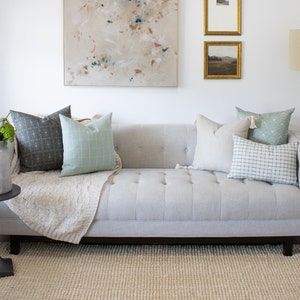 Five Pillow Set, Turquoise and Neutral Pillow Combination, Curated Throw Cushion Collection, Solid and Patterned Sham Combo