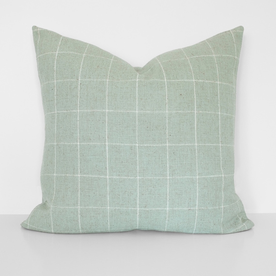 Windowpane Pillow Cover in Seafoam