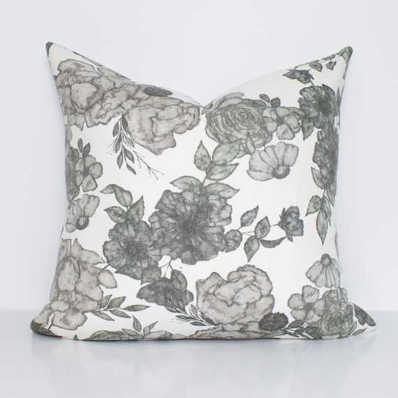 Cascade Floral Pillow Cover in Stone