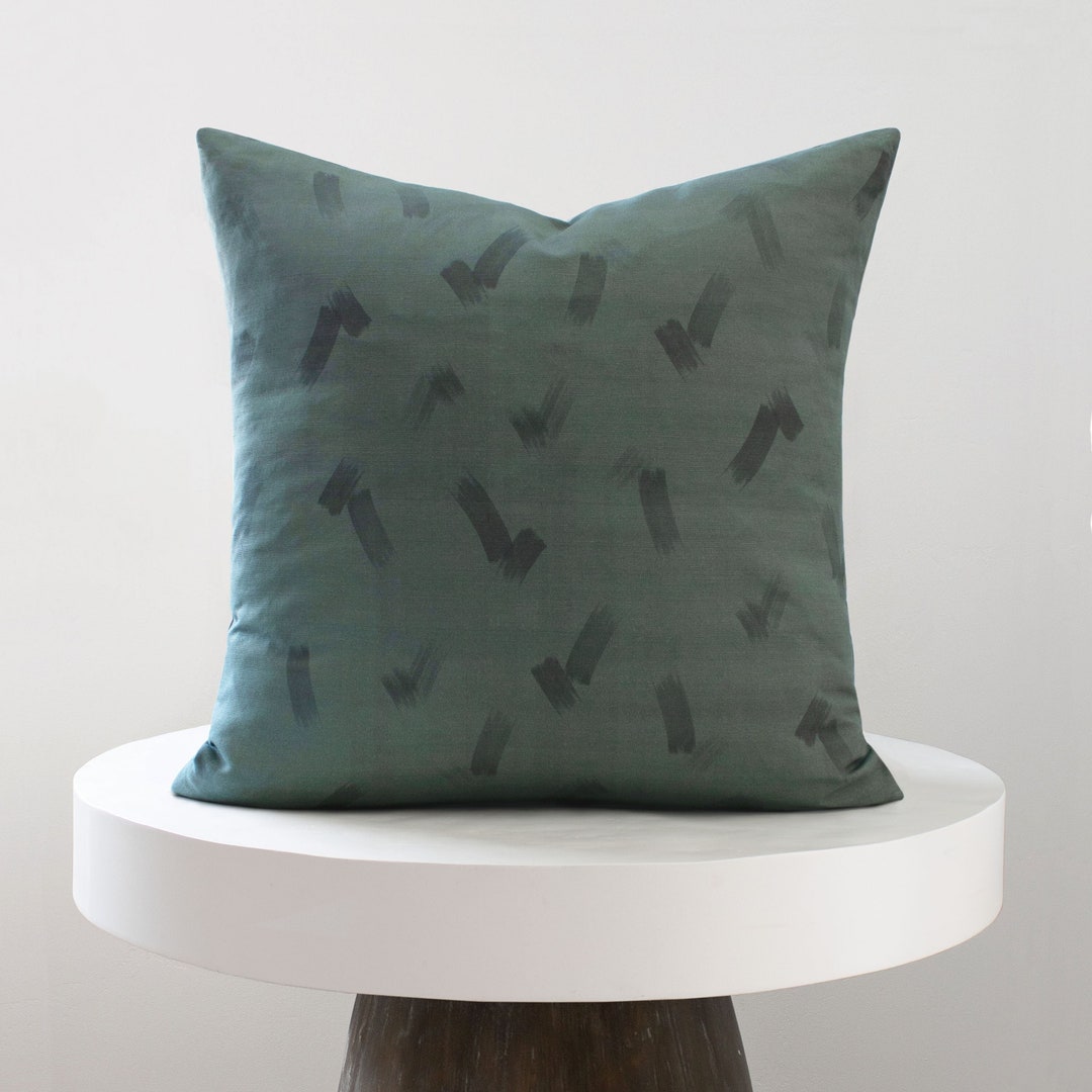 Dark Teal Pillow Cover Patterned Pillow Cover Designer Etsy