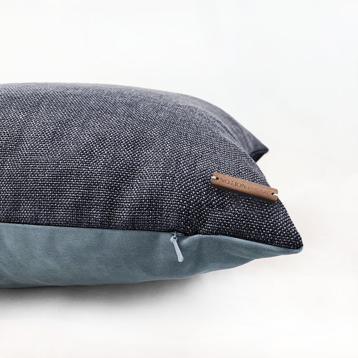 Indigo Blue Velvet and Linen Pillow Cover, Royal Blue Pillow Case, Navy