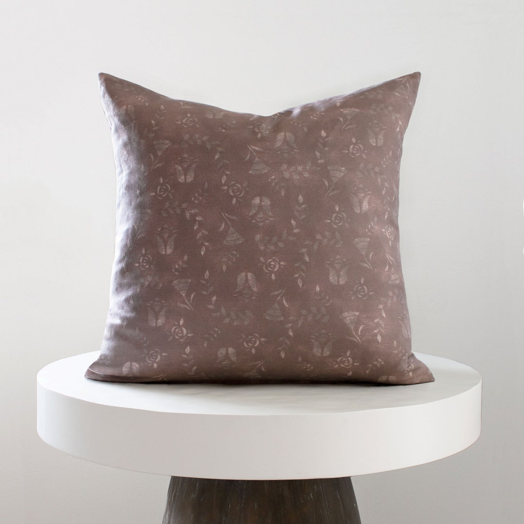 Mauve Floral Pillow Cover, Double Sided Pillow Case, Plum Maroon Throw