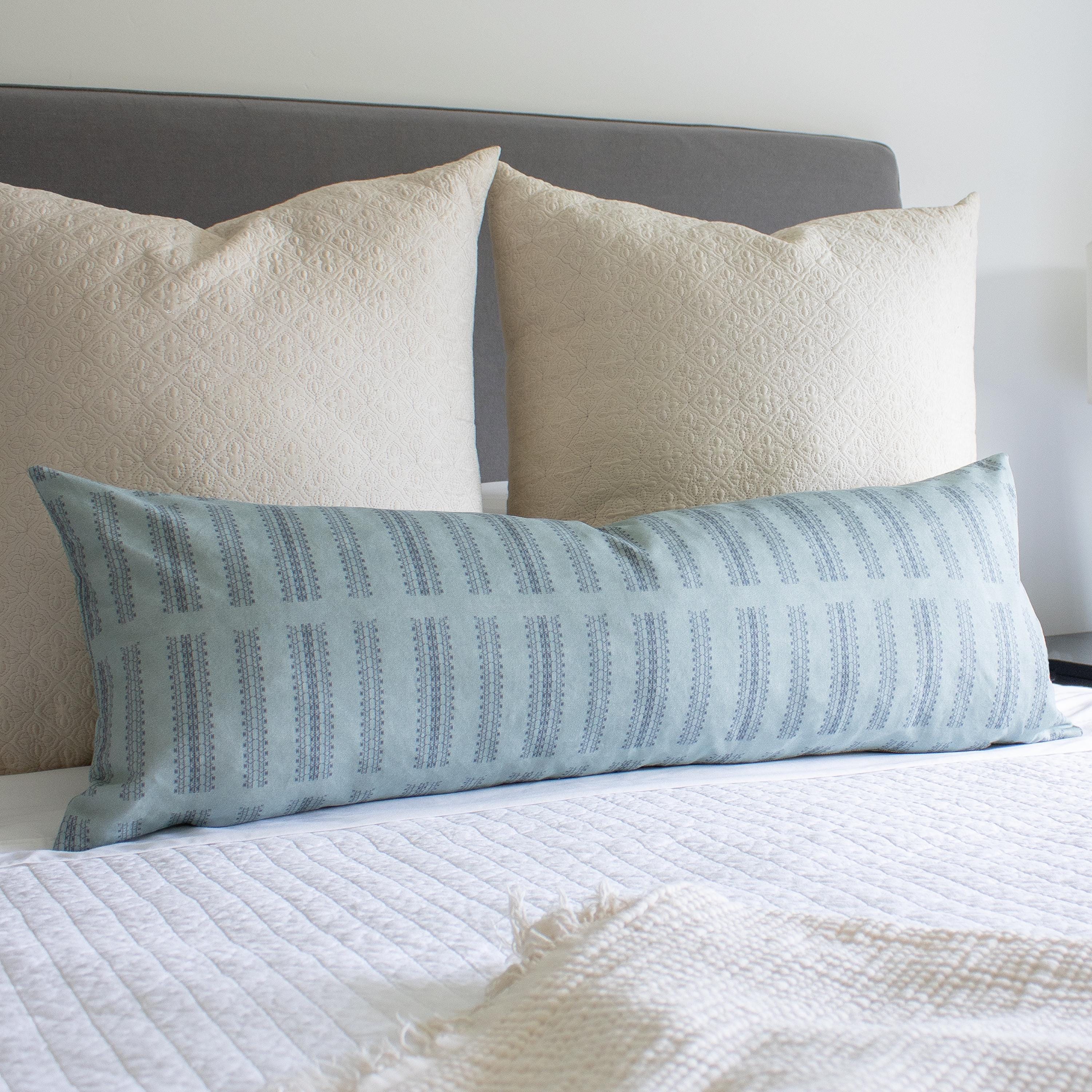 Extra Long Lumbar Pillow Cover Blue Pillow Cover Patterned Pillow Cover Abstract Geometric Pillow Cover Bed Accent Sham 14x36