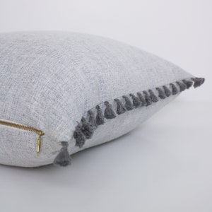 Gray Linen Pillow Cover, Tassel Pillow Cover, Neutral Pillow Cover, Designer Pillow Cover, Throw Pillows 20x20, LINEN TASSEL GREY image 4