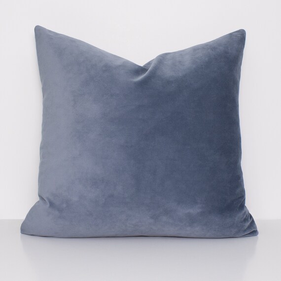 Velvet Pillow Cover in Denim