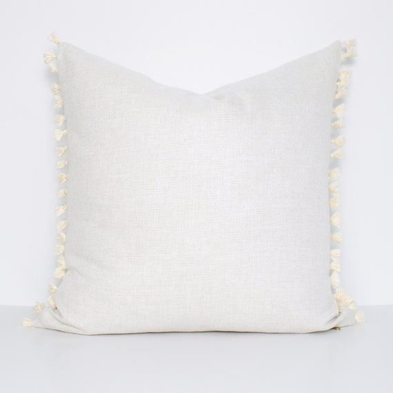 Linen Tassel Pillow Cover in Cream