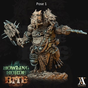 Gnoll Ettin (2 poses) \ Miniature fantastique de 125 mm de haut \ D & D \ Jeux Archivillain \ Horde hurlante